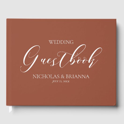 Livre D'or Boho Terracotta brûlé Orange Mariage Monogramme (Recto)