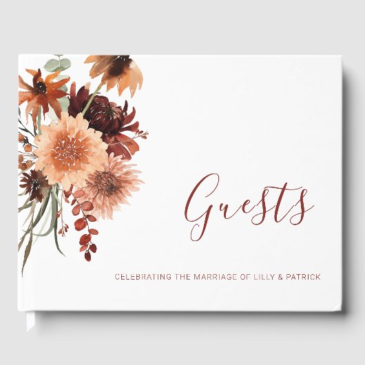 Livre D'or Boho Terracotta Floral Mariage (Recto)