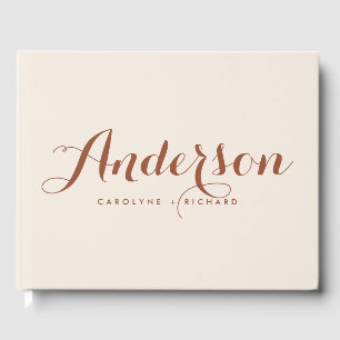 Livre D'or Boho Terracotta Moderne Mariage de calligraphie