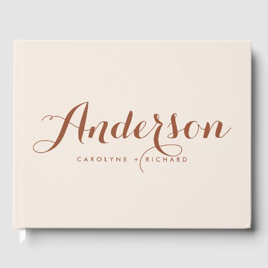 Livre D'or Boho Terracotta Moderne Mariage de calligraphie (Recto)