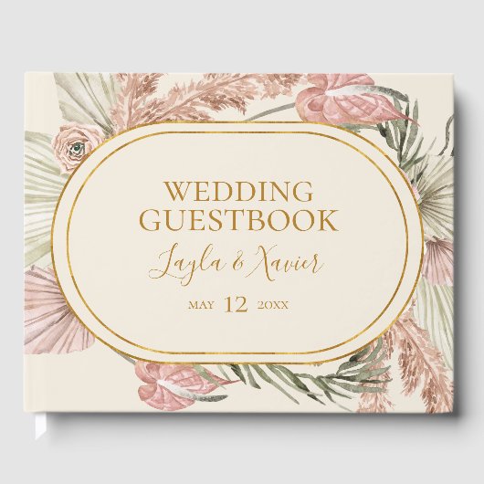 Livre D'or Boho Tropical Botanical | Dusty Rose Mariage invit (Recto)