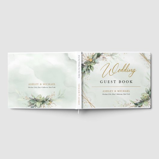 Livre D'or Boho verdure eucalyptus feuillage or mariage (Complet)