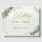 Livre D'or Boho verdure eucalyptus feuillage or mariage (Recto)