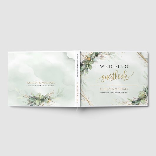 Livre D'or Boho verdure eucalyptus feuillage or mariage (Complet)