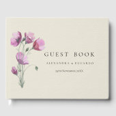 Livre D'or Boho violet Floral et Mariage beige (Recto)