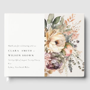 Livre D'or Boho Watercolor Automne Floral Bunal Mariage