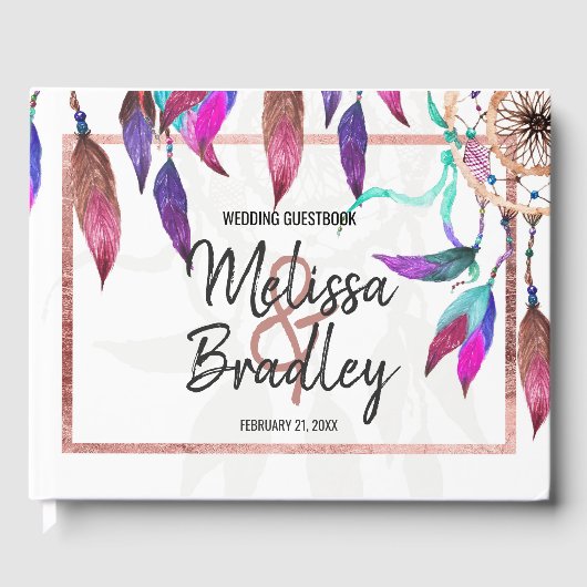 Livre D'or Boho Watercolor Dreamcatcher Rose Gold Guides (Recto)