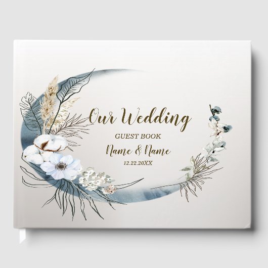 Livre D'or Boho White Orchidée Fleurs Blue Moon Elegant Party (Recto)