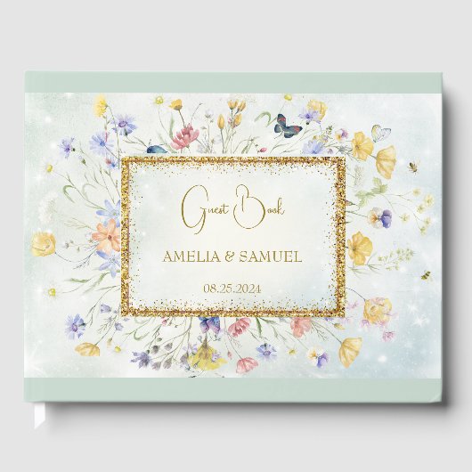 Livre D'or Boho Wildflower Rustique mariage vert (Recto)