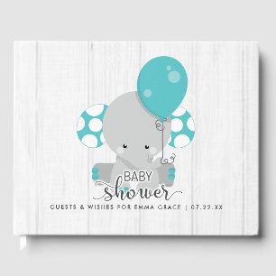 Livre D'or Bois blanc et velours Turquoise pour le Baby showe
