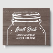 Livre D'or Bois brun rustique mariage mât silhouette (Recto)