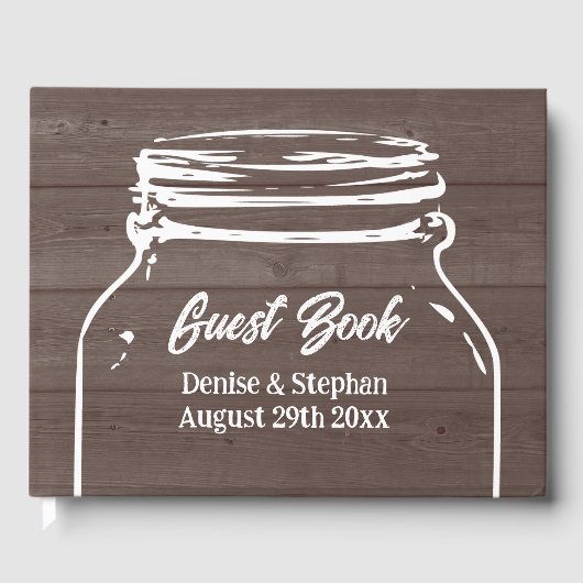Livre D'or Bois brun rustique mariage mât silhouette (Recto)