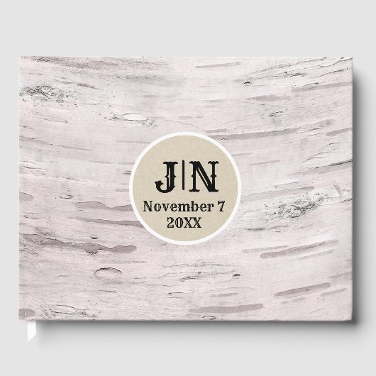 Livre D'or Bois de bouleau blanc Mariage de grange rustique (Recto)