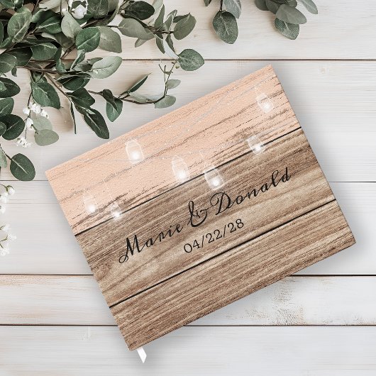 Livre D'or Bois Rose Rustique et Lanternes