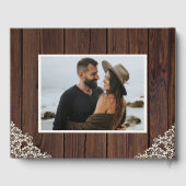 Livre D'or Bois rustique Chaîne Lumière Dentelle Mariage Phot (Verso)