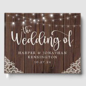 Livre D'or Bois rustique Chaîne Lumière Dentelle Mariage Phot (Recto)