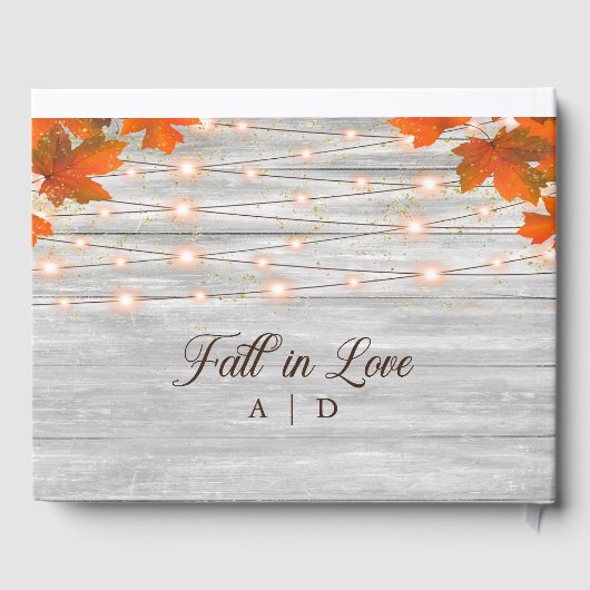 Livre D'or Bois Rustique Chute En Amour Chaîne Mariage (Verso)