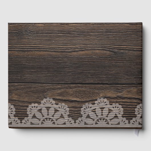 Livre D'or Bois rustique Floral String lumières Mariage (Verso)