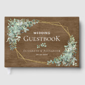 Livre D'or Bois rustique vert Élégant Mariage Eucalyptus (Recto)