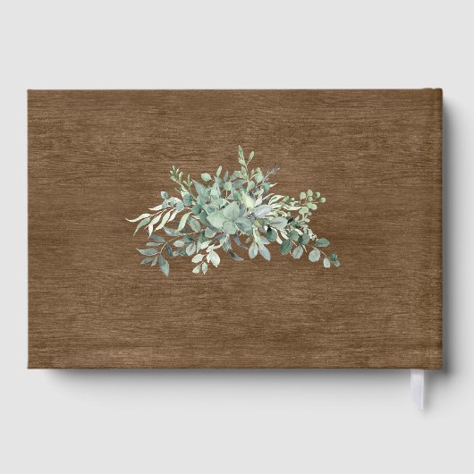 Livre D'or Bois rustique vert Élégant Mariage Eucalyptus (Verso)