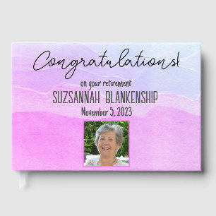 Livre D'or Bonne retraite Pastel Purple Aquarelle personnalis