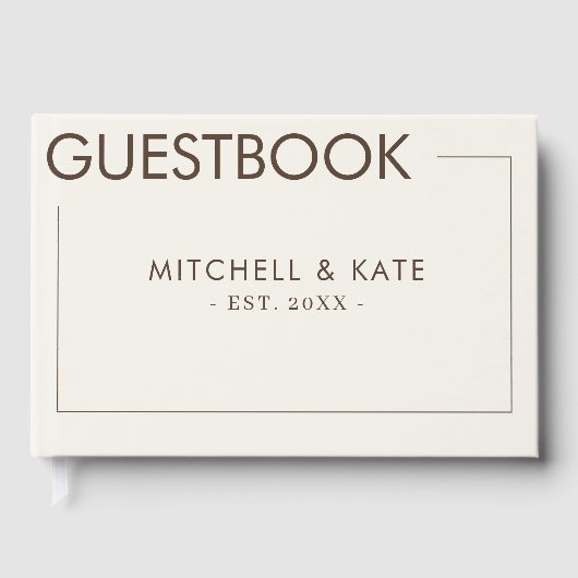 Livre D'or Bordure Brown beige Mariage simple (Recto)