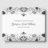 Livre D'or Bordure florale noire en blanc (Recto)