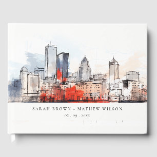Livre D'or Boston Massachusetts City Scape Mariage d'aquarell
