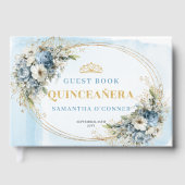 Livre D'or Botanical Boho Quince Guest Book Blue Gold Theme (Recto)