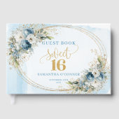 Livre D'or Botanical Dusty Blue Greenery Sweet 16 Guest Book (Recto)