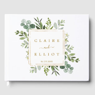 Livre D'or Botanical Greenery Gold Square Wedding