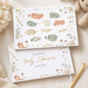Livre d'or botanique à feuilles d'or de fleurs sau