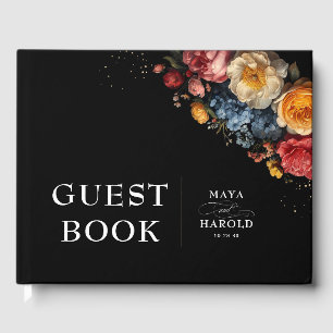 Livre D'or Botanique Floral Moody Vintage Wedding Noir
