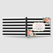 Livre D'or Botanique Floral noir blanc rayures Mariage (Complet)