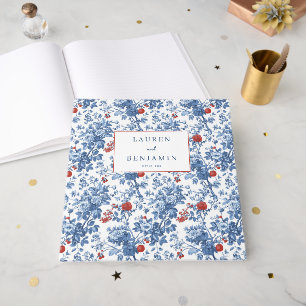 Livre D'or Botanique Florale Bleue Élégante