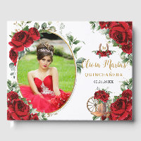 Bottes de Charro Florales Roses Rouges Quinceanera
