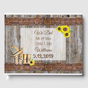 Livre D'or Bottes rustiques Cowboy et Mariage de tournesol Gu