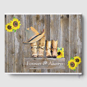 Livre D'or Bottes rustiques de cowboy et Mariage de tournesol (Verso)