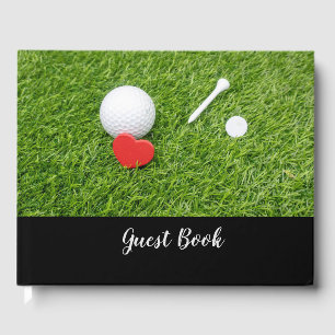 Livre D'or Boule de golf avec tee et coeur rouge sur mariage
