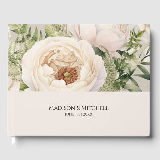 Livre D'or Bouquet de fleurs blanches élégant aquarelle