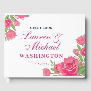 Livre D'or Bouquet de fleurs rose blanc Mariage de fleurs