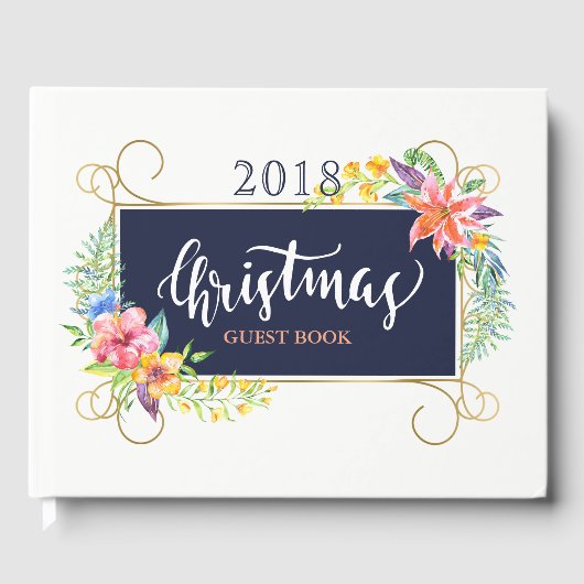 Livre D'or Bouquet de Noël Tropical & Cadre Or (Recto)