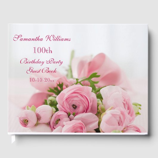 Livre D'or Bouquet De Roses Roses Roses 100e Anniversaire (Recto)