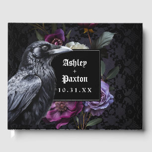 Livre D'or Bouquet floral gothique Moody sur dentelle noire a