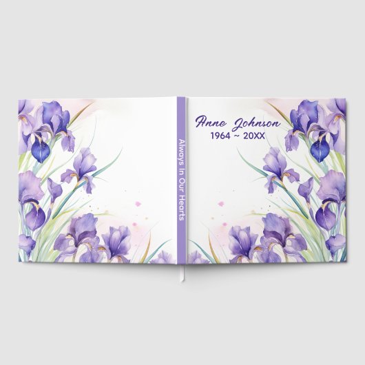 Livre D'or Bouquet Iris violet sur blanc (Complet)