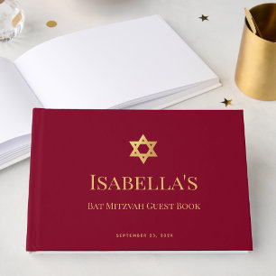 Livre D'or Bourgogne Bat Mitzvah Étoile de David Fausse Or Fi