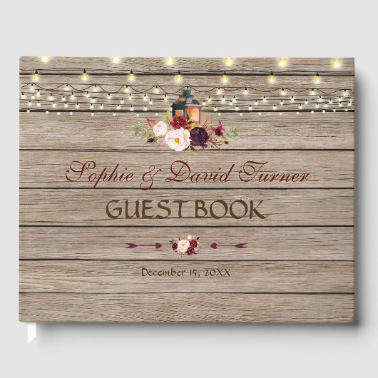 Livre D'or Bourgogne Floral Mariage (Recto)