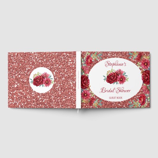 Livre D'or Bourgogne Floral Rose Fête des mariées Parties sci (Complet)