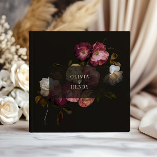 Livre D'or Bourgogne Foncé Floral Élégant Romantique Noir