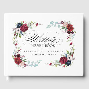 Livre D'or Bourgogne Mariage d'aquarelle bleu marine